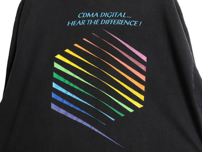 90s USA製 ★ 企業物 レインボー ロゴ プリント Tシャツ メンズ L 古着 オールド 当時物 テック アート グラフィック シングルステッチ 黒