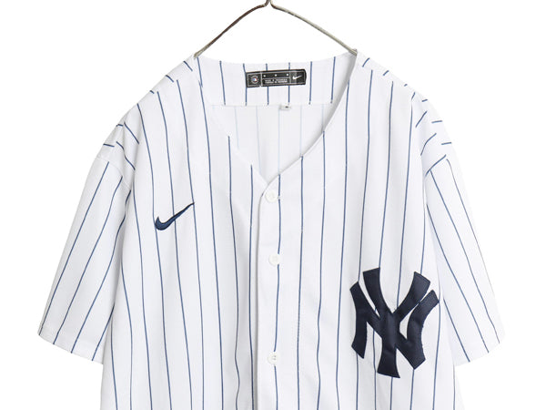 ヤンキース ベースボール シャツ メンズ M / MLB オフィシャル ナイキ スウッシュ 大リーグ ユニフォーム ゲームシャツ 半袖シャツ 重ね着