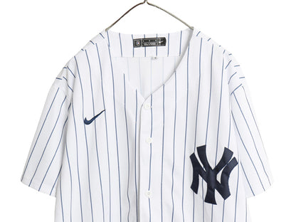 ヤンキース ベースボール シャツ メンズ M / MLB オフィシャル ナイキ スウッシュ 大リーグ ユニフォーム ゲームシャツ 半袖シャツ 重ね着