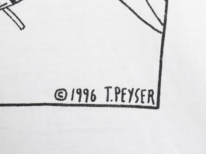 90s 両面 イラスト プリント Tシャツ メンズ XL / オールド グラフィック アート メッセージ キャラクター シングルステッチ 大きいサイズ