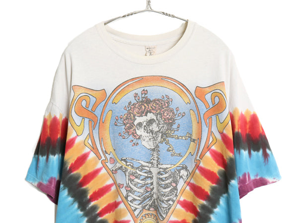 00s グレイトフルデッド スカル ローズ イラスト プリント タイダイ Tシャツ メンズ XL 古着 オールド バンド ロック アート 大きいサイズ