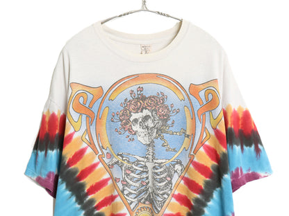 00s グレイトフルデッド スカル ローズ イラスト プリント タイダイ Tシャツ メンズ XL 古着 オールド バンド ロック アート 大きいサイズ
