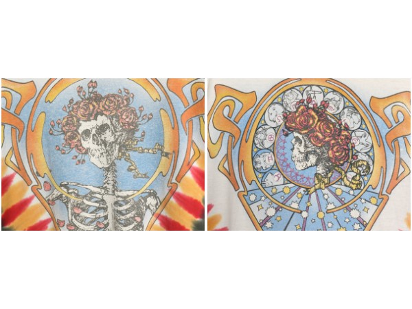 00s グレイトフルデッド スカル ローズ イラスト プリント タイダイ Tシャツ メンズ XL 古着 オールド バンド ロック アート 大きいサイズ