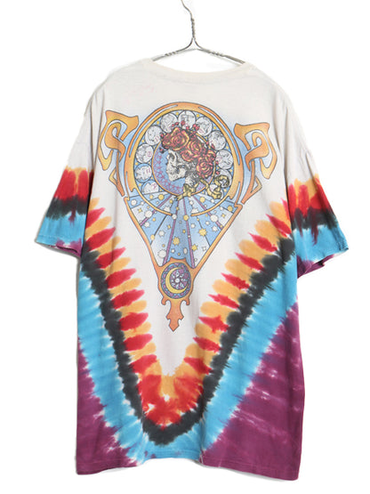 00s グレイトフルデッド スカル ローズ イラスト プリント タイダイ Tシャツ メンズ XL 古着 オールド バンド ロック アート 大きいサイズ