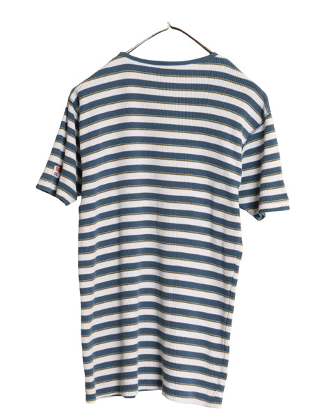 90s リーバイス ボーダー 半袖 Tシャツ メンズ L 古着 オールド ストレッチ リブ編み カットソー シングルステッチ インナー ワンポイント