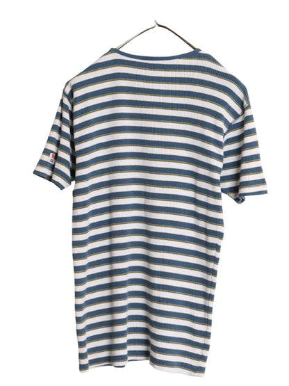 90s リーバイス ボーダー 半袖 Tシャツ メンズ L 古着 オールド ストレッチ リブ編み カットソー シングルステッチ インナー ワンポイント