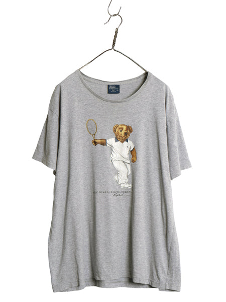 00s ポロベア ポロ ラルフローレン プリント 半袖 Tシャツ メンズ L オールド キャラクター カットソー コットン トップス ゆったり グレー