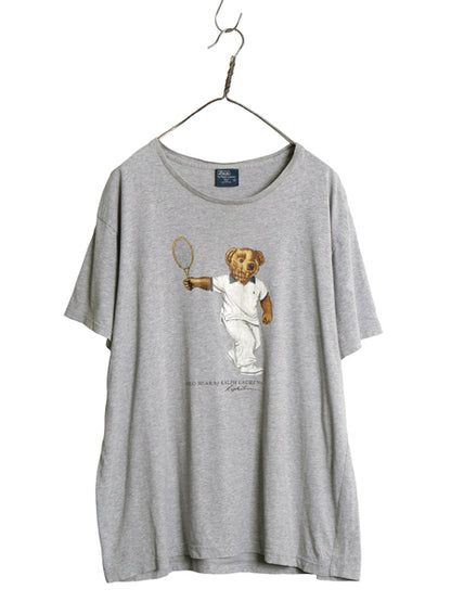 00s ポロベア ポロ ラルフローレン プリント 半袖 Tシャツ メンズ L オールド キャラクター カットソー コットン トップス ゆったり グレー