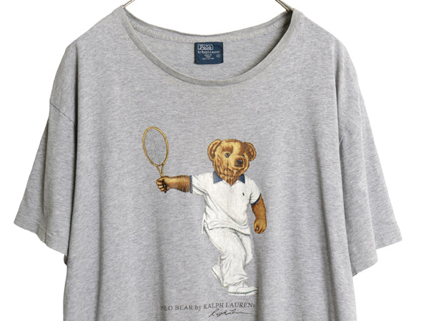 00s ポロベア ポロ ラルフローレン プリント 半袖 Tシャツ メンズ L オールド キャラクター カットソー コットン トップス ゆったり グレー