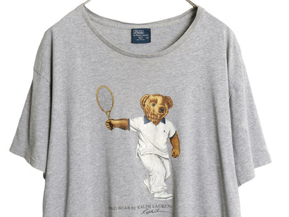 00s ポロベア ポロ ラルフローレン プリント 半袖 Tシャツ メンズ L オールド キャラクター カットソー コットン トップス ゆったり グレー