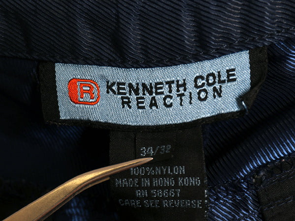 90s 00s ☆ KENNETH COLE REACTION ナイロン パンツ メンズ 34 32 / オールド Y2K テック ギミック 立体裁断 ボトムス ストレート 薄手 紺
