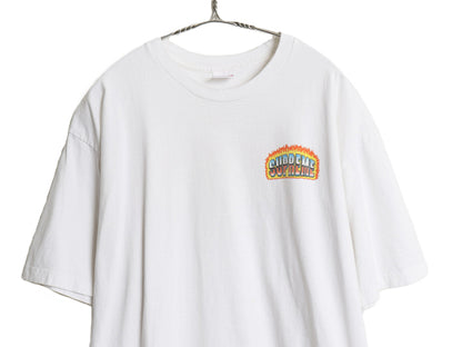 20SS USA製 シュプリーム クローム ロゴ 両面 プリント Tシャツ メンズ XL 古着 グラフィック アート ファイヤー フレイム 大きいサイズ 白