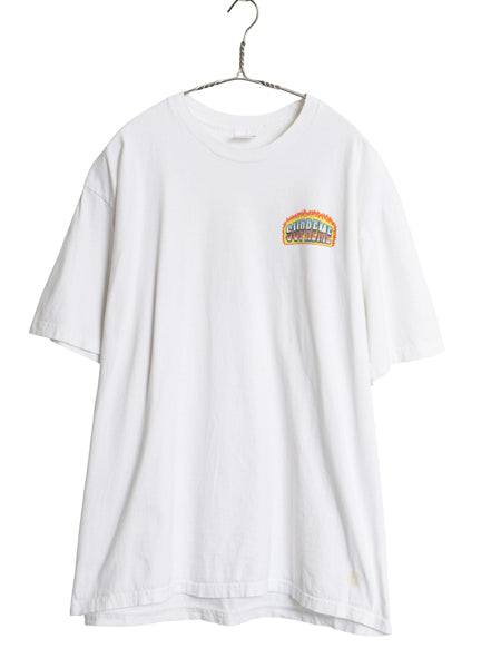 20SS USA製 シュプリーム クローム ロゴ 両面 プリント Tシャツ メンズ XL 古着 グラフィック アート ファイヤー フレイム 大きいサイズ 白