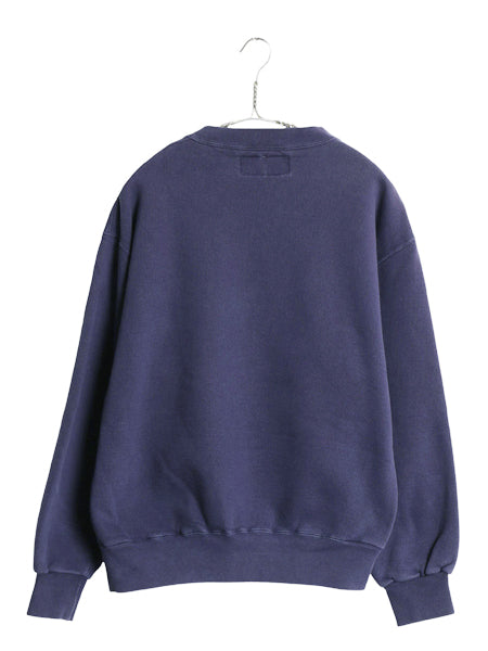 90s USA製 ラッセル カレッジ クレスト 刺繍 スウェット メンズ レディース M / オールド トレーナー 前V 裏起毛 ヘビーウェイト ネイビー