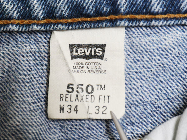 90s USA製 リーバイス 550 デニム パンツ メンズ 34 32 / オールド リラックス フィット テーパード ジーンズ ジーパン ヒゲ オレンジタブ