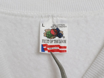 90s USA製 ジョーク イラスト プリント スウェット メンズ レディース L オールド トレーナー キャラクター アニマル グラフィック 裏起毛