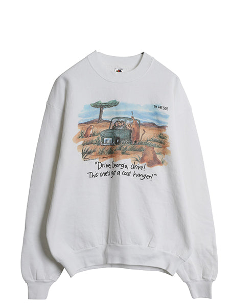 90s USA製 ジョーク イラスト プリント スウェット メンズ レディース L オールド トレーナー キャラクター アニマル グラフィック 裏起毛