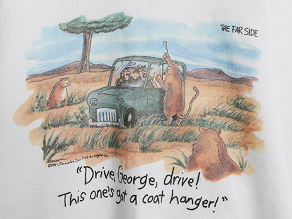 90s USA製 ジョーク イラスト プリント スウェット メンズ レディース L オールド トレーナー キャラクター アニマル グラフィック 裏起毛