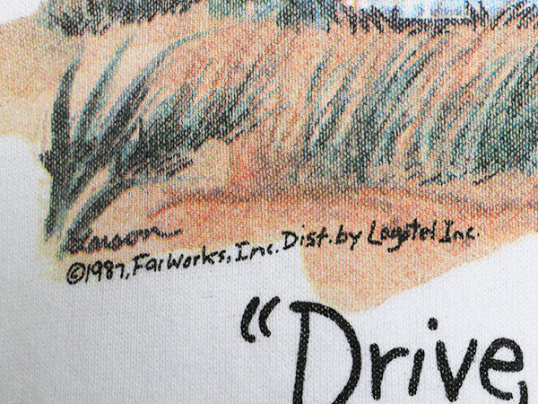 90s USA製 ジョーク イラスト プリント スウェット メンズ レディース L オールド トレーナー キャラクター アニマル グラフィック 裏起毛