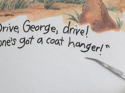 90s USA製 ジョーク イラスト プリント スウェット メンズ レディース L オールド トレーナー キャラクター アニマル グラフィック 裏起毛