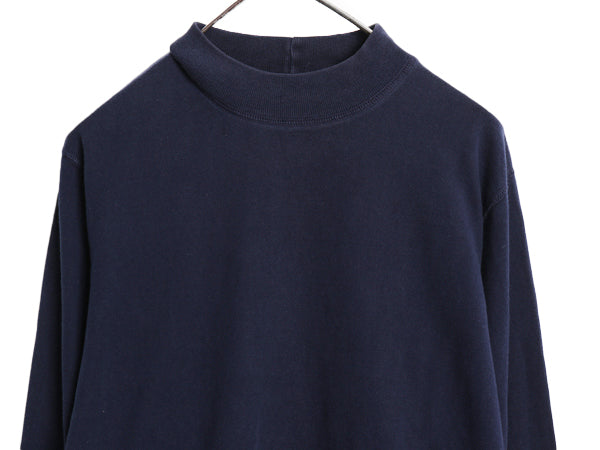 80s ラルフローレン モックネック 長袖 Tシャツ レディース L ヴィンテージ ポロ ロンT コットン ストレッチ カットソー ロングスリーブ 紺