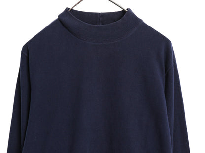 80s ラルフローレン モックネック 長袖 Tシャツ レディース L ヴィンテージ ポロ ロンT コットン ストレッチ カットソー ロングスリーブ 紺