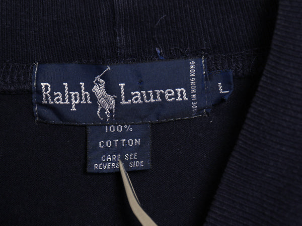 80s ラルフローレン モックネック 長袖 Tシャツ レディース L ヴィンテージ ポロ ロンT コットン ストレッチ カットソー ロングスリーブ 紺
