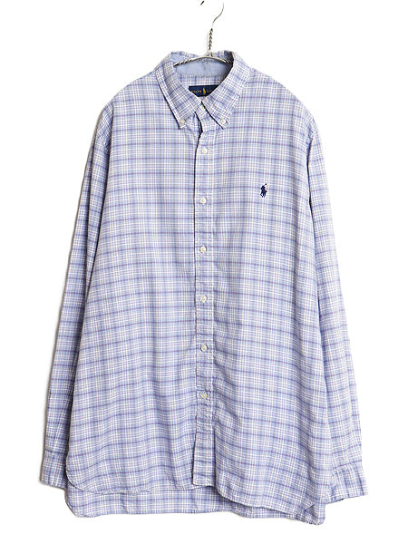 ラルフローレン チェック 長袖 ボタンダウン シャツ メンズ XL 古着 ポロ コットン 長袖シャツ マチ付き ヴィンテージ モデル 大きいサイズ