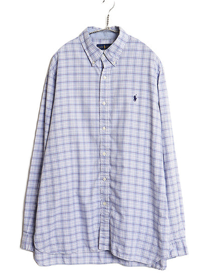 ラルフローレン チェック 長袖 ボタンダウン シャツ メンズ XL 古着 ポロ コットン 長袖シャツ マチ付き ヴィンテージ モデル 大きいサイズ
