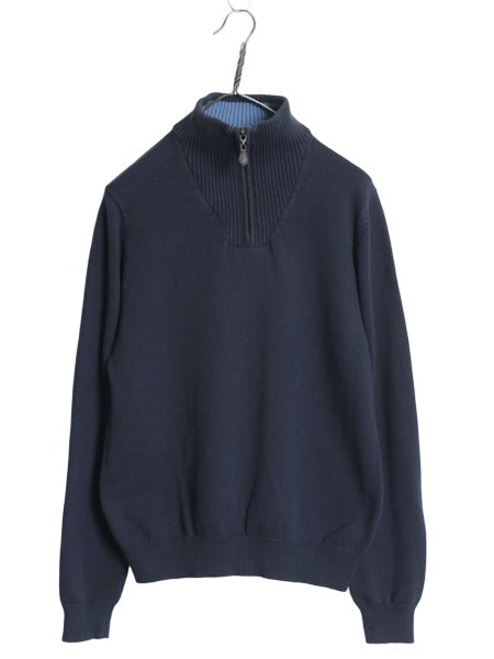 ブルックスブラザーズ ハーフジップ ニット セーター レディース S / ハイネック 高級 カシミヤ コットン リブ編み プルオーバー 薄手 紺