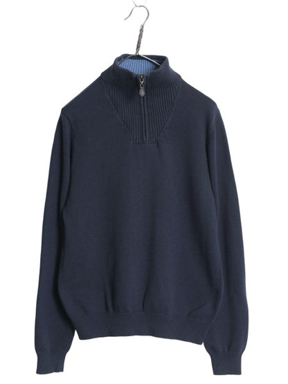ブルックスブラザーズ ハーフジップ ニット セーター レディース S / ハイネック 高級 カシミヤ コットン リブ編み プルオーバー 薄手 紺