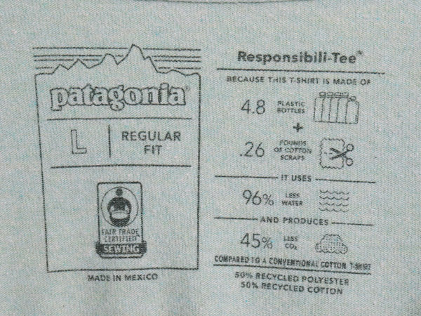 パタゴニア 両面 プリント 半袖 Tシャツ メンズ L 古着 20年製 アウトドア P6 ボックスロゴ バックプリント カットソー トップス グリーン
