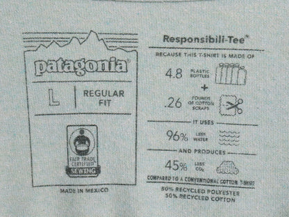 パタゴニア 両面 プリント 半袖 Tシャツ メンズ L 古着 20年製 アウトドア P6 ボックスロゴ バックプリント カットソー トップス グリーン