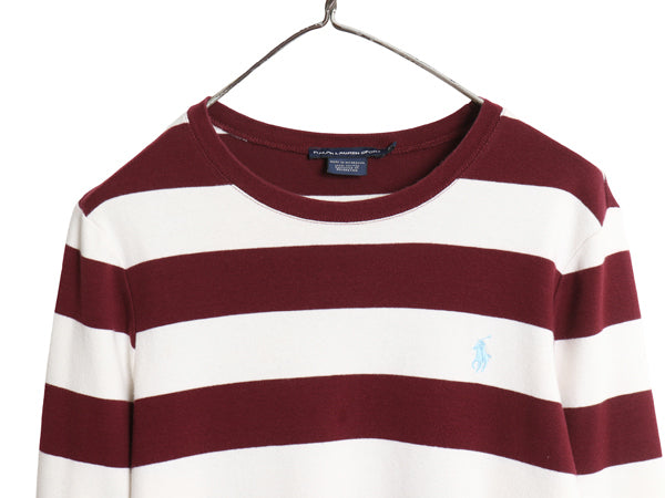 ラルフローレン ボーダー 長袖 Tシャツ レディース XL ポロ スポーツ ロンT コットン ストレッチ 大きいサイズ カットソー ツートン ポニー