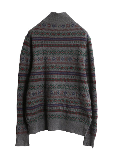 ポロ ラルフローレン ハーフジップ ニット セーター メンズ L / ウール カシミヤ 長袖セーターフェアアイル ハイネック 総柄 ノルディック