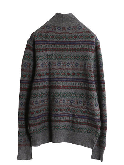 ポロ ラルフローレン ハーフジップ ニット セーター メンズ L / ウール カシミヤ 長袖セーターフェアアイル ハイネック 総柄 ノルディック