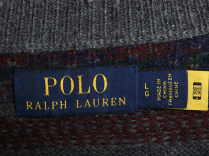 ポロ ラルフローレン ハーフジップ ニット セーター メンズ L / ウール カシミヤ 長袖セーターフェアアイル ハイネック 総柄 ノルディック
