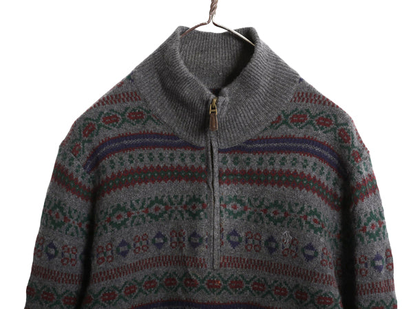 ポロ ラルフローレン ハーフジップ ニット セーター メンズ L / ウール カシミヤ 長袖セーターフェアアイル ハイネック 総柄 ノルディック