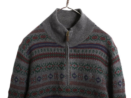 ポロ ラルフローレン ハーフジップ ニット セーター メンズ L / ウール カシミヤ 長袖セーターフェアアイル ハイネック 総柄 ノルディック