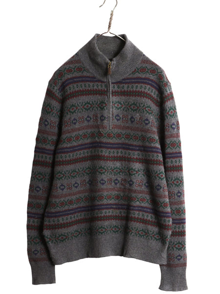 ポロ ラルフローレン ハーフジップ ニット セーター メンズ L / ウール カシミヤ 長袖セーターフェアアイル ハイネック 総柄 ノルディック