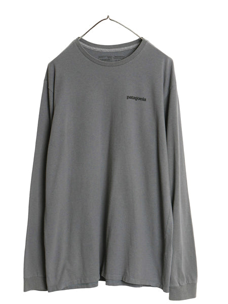パタゴニア 両面 プリント 長袖 Tシャツ メンズ L 22年製 アウトドア ロンT ロングスリーブ P6 バックプリント ボックスロゴ カットソー 灰