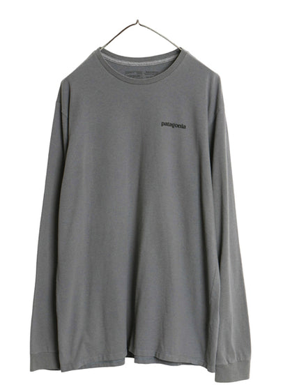 パタゴニア 両面 プリント 長袖 Tシャツ メンズ L 22年製 アウトドア ロンT ロングスリーブ P6 バックプリント ボックスロゴ カットソー 灰