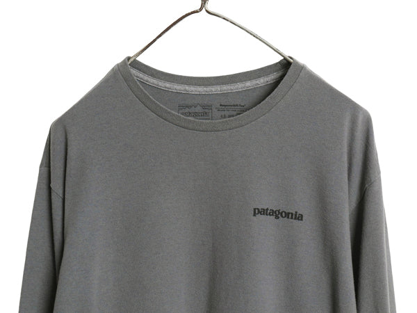 パタゴニア 両面 プリント 長袖 Tシャツ メンズ L 22年製 アウトドア ロンT ロングスリーブ P6 バックプリント ボックスロゴ カットソー 灰