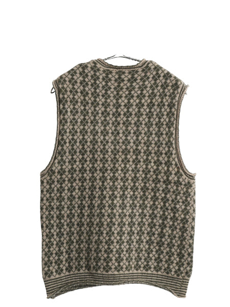90s ジェイクルー アーガイル ウール ニット ベスト メンズ レディース M / オールド Vネック プルオーバー セーター 総柄 重ね着 シンプル