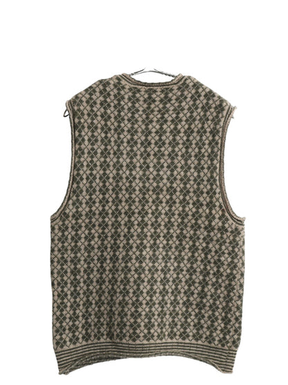 90s ジェイクルー アーガイル ウール ニット ベスト メンズ レディース M / オールド Vネック プルオーバー セーター 総柄 重ね着 シンプル