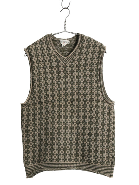 90s ジェイクルー アーガイル ウール ニット ベスト メンズ レディース M / オールド Vネック プルオーバー セーター 総柄 重ね着 シンプル