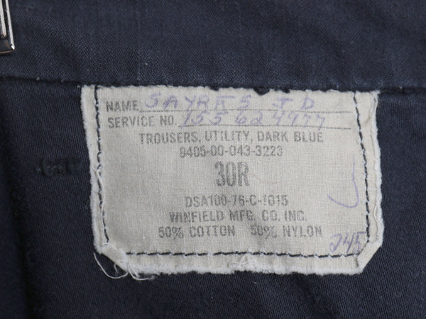 70s ★ 米軍実物 USN ネイビー ユーティリティ パンツ メンズ 30R 76年製 ヴィンテージ ミリタリー 軍物 NAVY セーラー フレア ボトムス 紺
