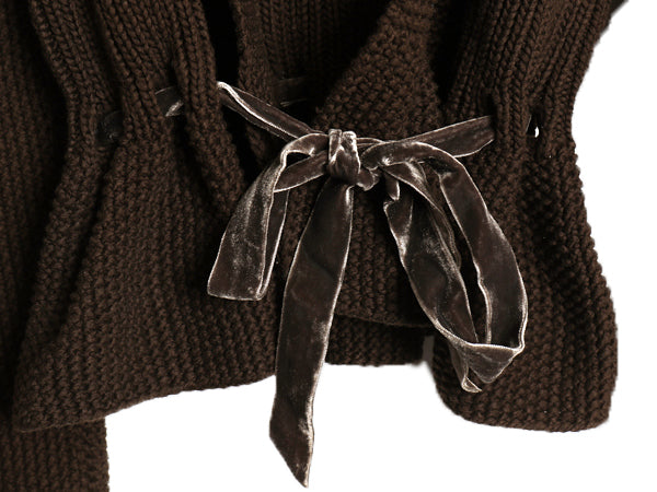 90s LAUREN ラルフローレン ショールカラー カシュクール ニット カーディガン レディース L 古着 オールド ポロ コットン 羽織り トップス