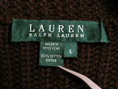 90s LAUREN ラルフローレン ショールカラー カシュクール ニット カーディガン レディース L 古着 オールド ポロ コットン 羽織り トップス