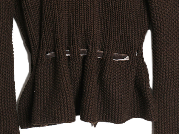 90s LAUREN ラルフローレン ショールカラー カシュクール ニット カーディガン レディース L 古着 オールド ポロ コットン 羽織り トップス
